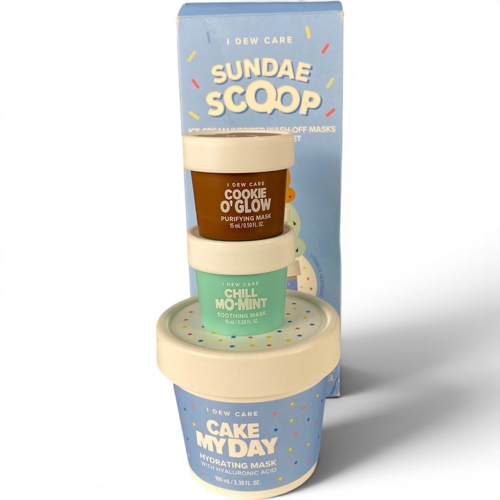 I Dew Care Sundae Scoop Wash-Off Mask Set 3-Piece Cake Cookie Mint Vegan KBeauty